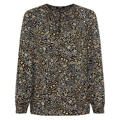 OLSEN Bluse, 1/1-Arm Rundhalsausschnitt leichte Puffärmel Allover Paisleydruck