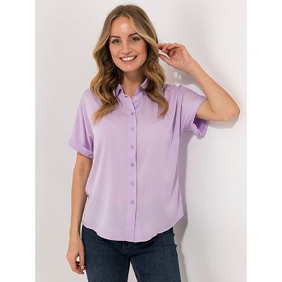 Thumbnail - VIA MILANO Blusenshirt, 1/2-Arm Kragen Knopfleiste Materialmix
