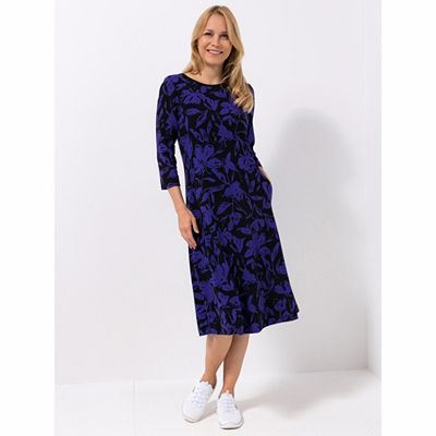 BASLER® Kleid, 3/4-Arm A-Linie Nahttaschen Allover Print