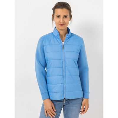 DENIM & CO. Jacke Stehkragen 2-Wege-Reißverschluss Materialmix