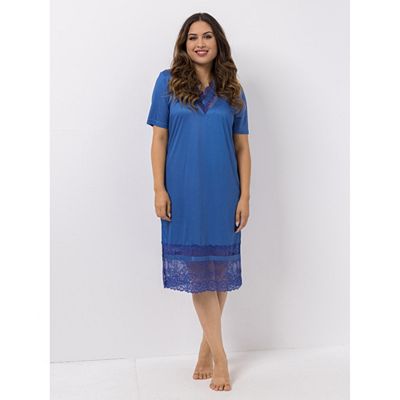 LITTLE ROSE Nachthemd, 1/2-Arm Mikrofaser V-Ausschnitt Spitzendetails