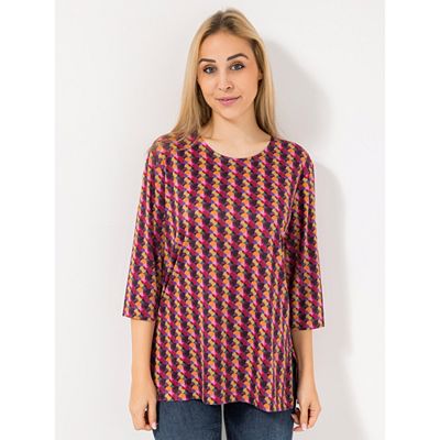 Thumbnail - IN-PRINT Shirt, 3/4-Arm Rundhalsausschnitt Seitenschlitze leger-weit
