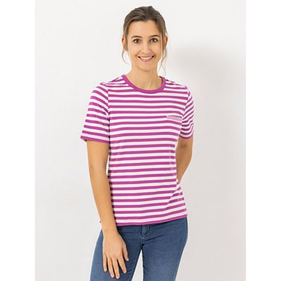 DENIM & CO. Shirt, 1/2-Arm Rundhalsausschnitt Seitenschlitze Leistentasche