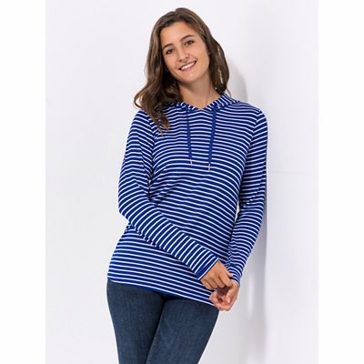 DENIM & CO. Shirt, 1/1-Arm Rundhalsausschnitt Kapuze figurumspielend