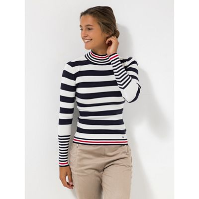 BASLER® Pullover, 1/1-Arm Stehkragen Kontraststreifen figurumspielend