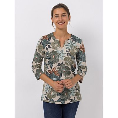 Thumbnail - Green Cotton by Peter Hahn Shirt 3/4 Arm Style Erika Seitenschlitze