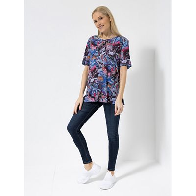 Thumbnail - IN-PRINT Shirt, 1/2-Arm Rundhalsausschnitt Seitenschlitze grafischer Druck