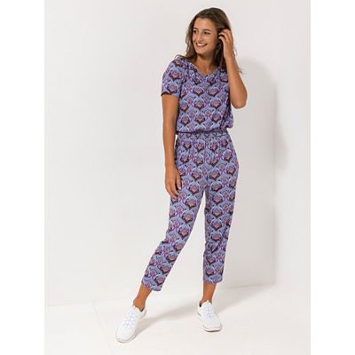 Thumbnail - IN-PRINT Jumpsuit, 1/2-Arm V-Ausschnitt elastische Ware grafischer Druck
