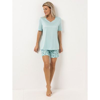 LITTLE ROSE Pyjama-Set Mikrofaser Shirt, 1/2-Arm Shorty, Dehnbund