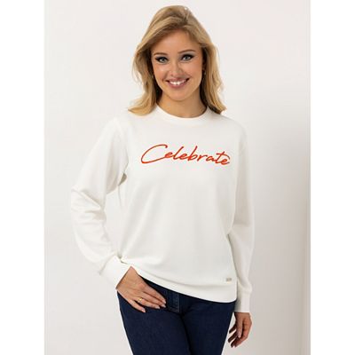 AMINATI® Sweatshirt, 1/1-Arm Rundhalsausschnitt Flockdruck hüftumspielend