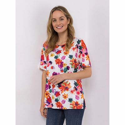 IN-PRINT Shirt 1/2-Arm Rundhalsausschnitt Blumendruck