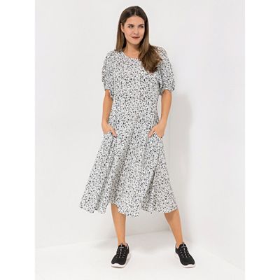 LOVELY SISTERS® Kleid, 3/4-Arm Rundhalsaussschnitt Reißverschluss Ballonärmel