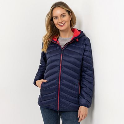 DENIM & CO. Jacke Kapuze 2-Wege-Reißverschluss Kontrast-Details