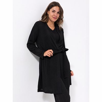 VIA MILANO Morgenmantel 1/1-Arm Bindeband gerippt