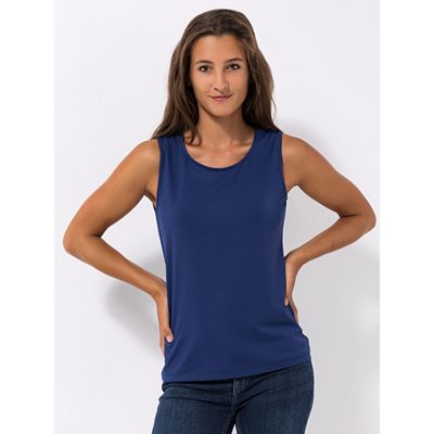 Thumbnail - DENIM & CO. Top, ohne Arm Rundhalsausschnitt figurbetont uni