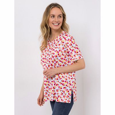 IN-PRINT Shirt, 1/2-Arm Rundhalsausschnitt Seitenschlitze Allover-Druck