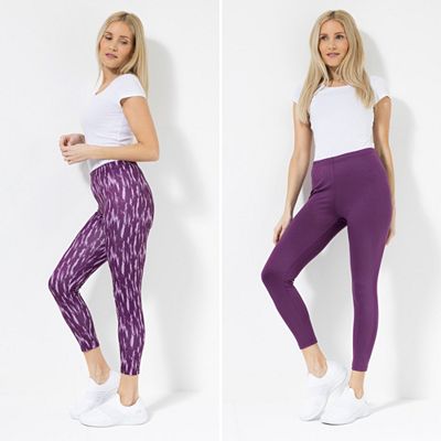 Thumbnail - JERYMOOD HOMEWEAR 2 Leggings Mikrofaser Rundumdehnbund 1x uni, 1x bedruckt