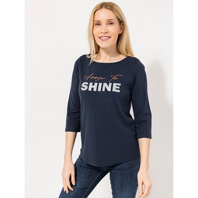 DENIM & CO. Shirt, 3/4-Arm U-Boot Ausschnitt bedruckt figurumspielend