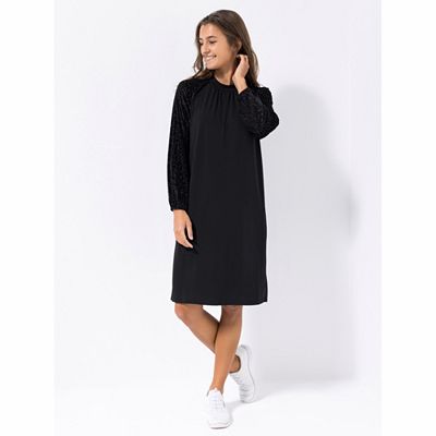 Thumbnail - VIA MILANO Kleid, 1/1-Arm Stehkragen Raglanärmel in Samt-Leomuster