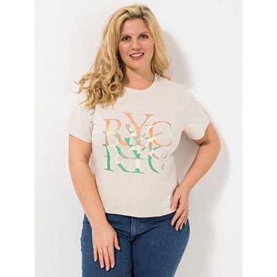 ROCK YOUR CURVES by Angelina K. Shirt, 1/2-Arm verkürzte Form Glitzerdruck