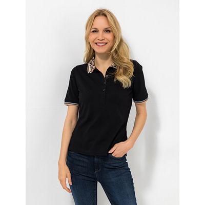 BASLER® Poloshirt, 1/2-Arm bedruckter Kragen Knopfleiste Rippeneinsatz