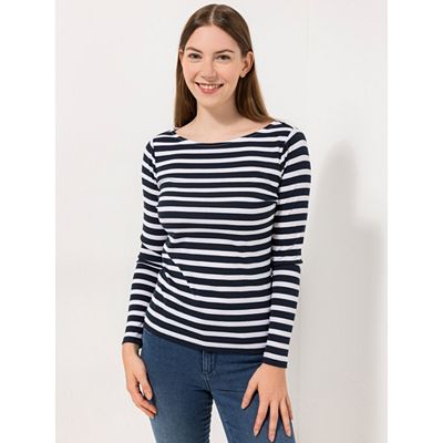 Thumbnail - BASLER® Shirt, 1/1-Arm U-Boot Aussschnitt gestreift gerader Saum