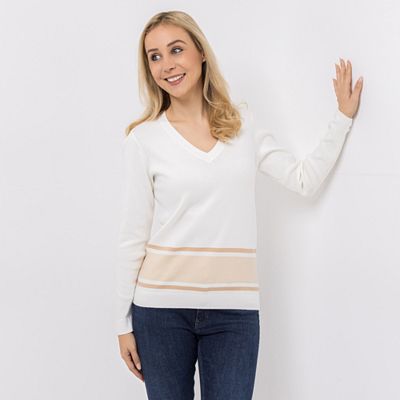 Thumbnail - DENIM & CO. Pullover 1/1-Arm V-Ausschnitt figurumspielend
