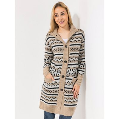 BASLER® Strickjacke, 1/1-Arm Lange Form ''Norweger''-Muster Knopfleiste