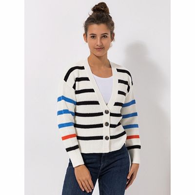 Thumbnail - LOVELY SISTERS® Strickjacke, 1/1-Arm V-Ausschnitt Knopfleiste 3 Knöpfe