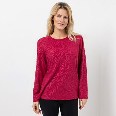POLARSTERN Shirt, 1/1-Arm Mikrofaser Fleece Rundhalsausschnitt florale Prägung