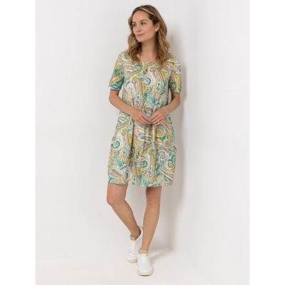 Thumbnail - Green Cotton by Peter Hahn Kleid, 1/2-Arm Style Oda Rundhalsausschnitt