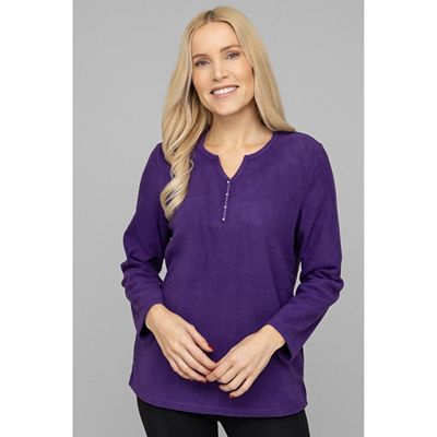 Thumbnail - POLARSTERN HOMEWEAR Shirt, 1/1-Arm Flanell Fleece V-Ausschnitt Seitenschlitze