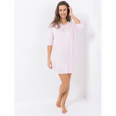 LITTLE ROSE Bigshirt, 3/4-Arm Mikrofaser V-Ausschnitt Strassdetails