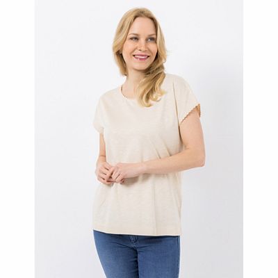 VIA MILANO Shirt Rundhalsausschnitt Wellenborte figurumspielend