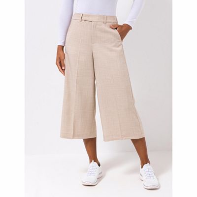 VIA MILANO Culotte Teildehnbund Bügelfalte Leinenoptik
