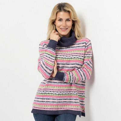 DENIM & CO. Pullover weiter Rollkragen Jacquard -Strick leger weit