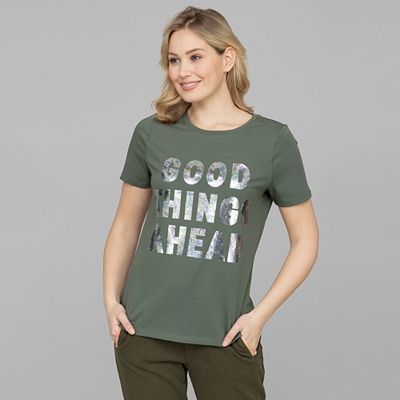 LYLA Homewear Shirt 1/2-Arm Rundhalsausschnitt Folien-Druck