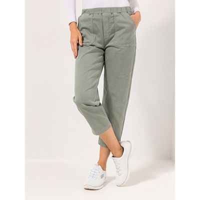 DENIM & CO. Hose, 7/8-Länge Rundumdehnbund aufgesetzte Taschen Seitennahtschlitze