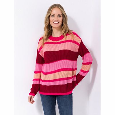 CASHMASOFT Pullover grober Rippenstrick Rundhalsausschnitt gestreift