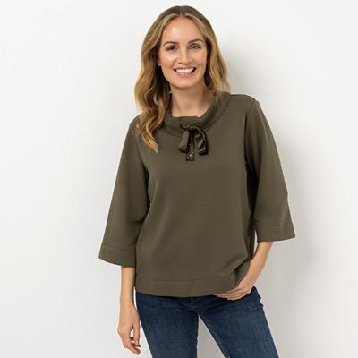 AMINATI® Sweatshirt, 3/4-Arm Stehkragen Verzierung figurumspielend