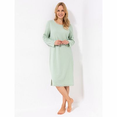 POLARSTERN Nachthemd, 1/1-Arm Mikrofaser Fleece Rundhalsausschnitt Cut-Out-Details