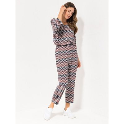 Thumbnail - IN-PRINT Jumpsuit, 3/4-Arm Rundhalsausschnit grafischer Druck figurumspielend