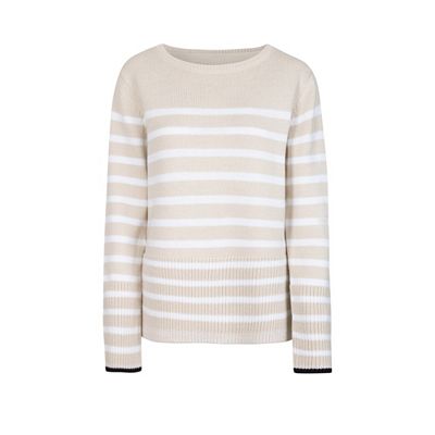 LIEBLINGSSTÜCK® Pullover, 1/1-Arm U-Boot Ausschnitt Rippenbündchen Streifen-Design