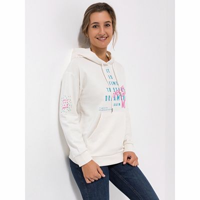 LYLA Hoodie, 1/1-Arm Kängurutasche Druck-Details Stickerei-Details