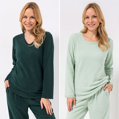 POLARSTERN HOMEWEAR 2 Shirts, 1/1-Arm Mikrofaser Fleece Cut-Out-Details am Ärmel