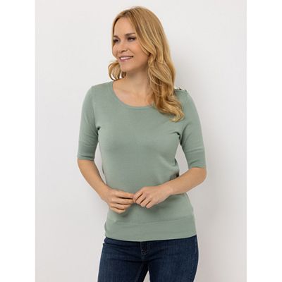 VIA MILANO Pullover langer Halbarm Rundhalsausschnitt figurbetont