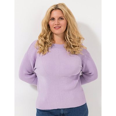 ROCK YOUR CURVES by Angelina K. Strickshirt, 1/2-Arm Rundhalsausschnitt Rippbündchen