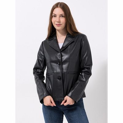 VIA MILANO Blazer, 1/1-Arm Reverskragen Knopfleiste Lederoptik