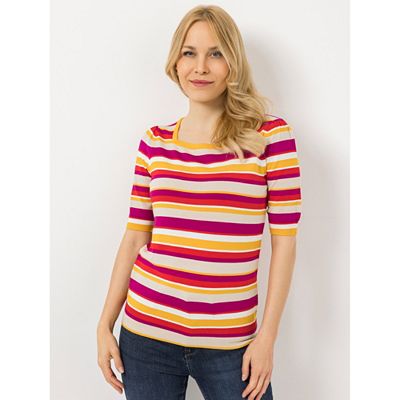 VIA MILANO Pullover langer Halbarm Schulter-Raffung Rippenbündchen