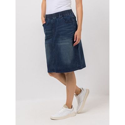 DENIM & CO. Jeansrock Rundumdehnbund Eingrifftaschen knieumspielend
